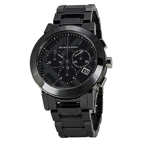 burberry mens sterling silver chronograph watch black dial|burberry men's watches chronograph.